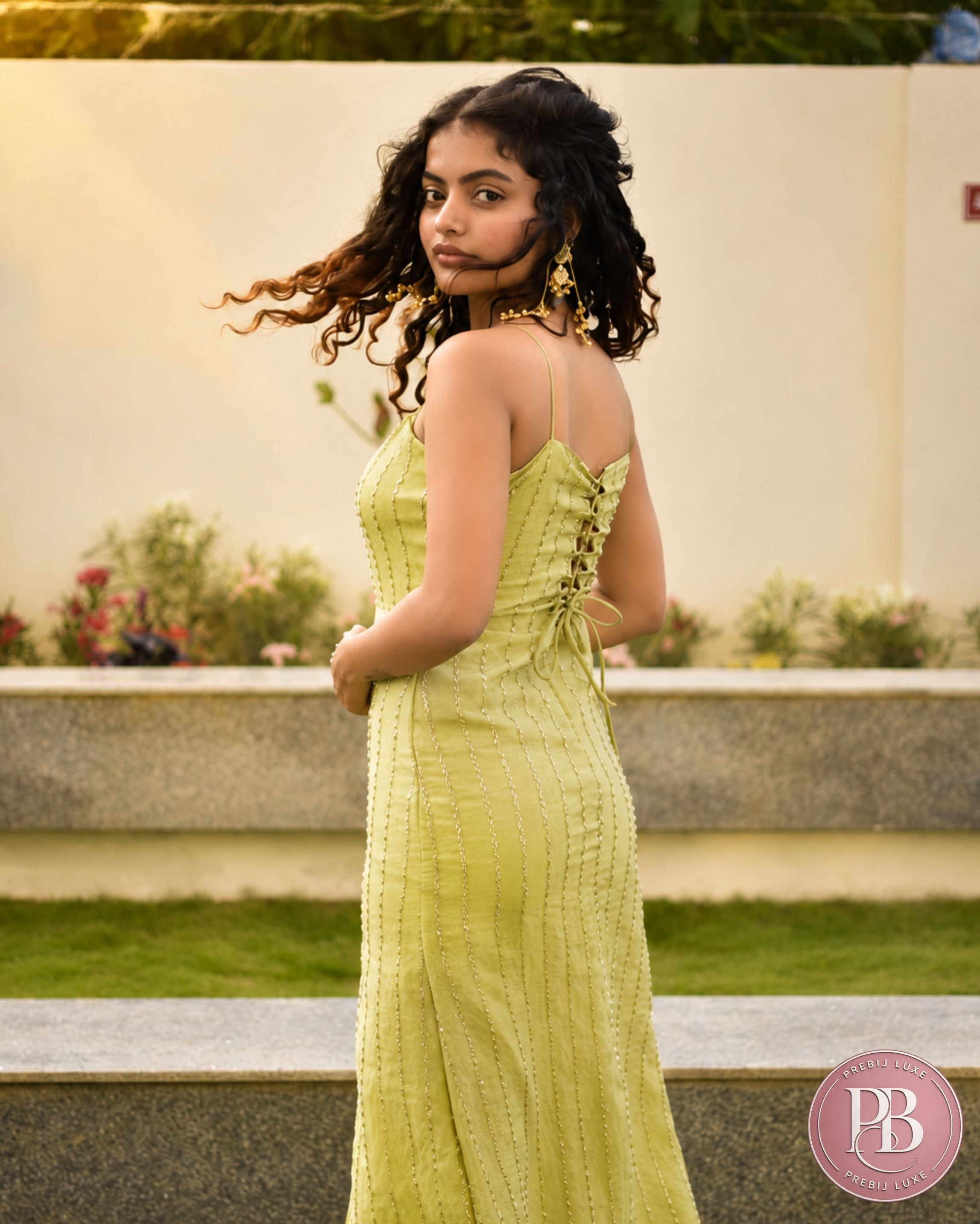 Pistachio Noor – Pistachio Green Embellished One Piece Dress
