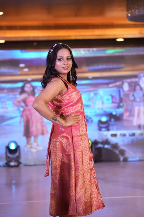 The Royal Rose – Banarasi Brocade indo western Dress.