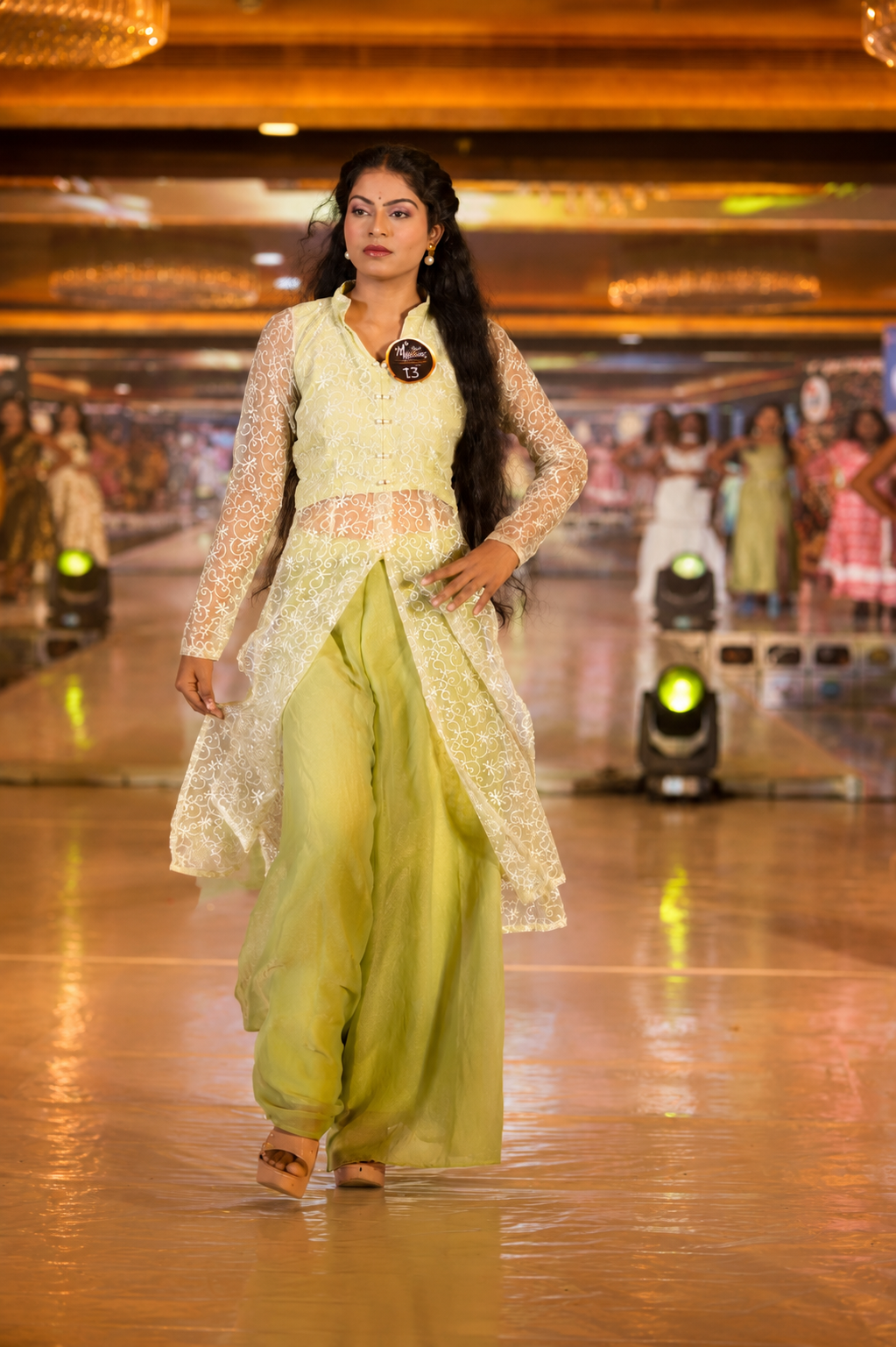 Pistachio Noor Embroidered Fusion Set